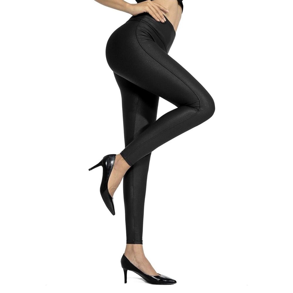 SANTINY Women's‎ Faux Leather Leggings Pants Stretch High Waisted Women S